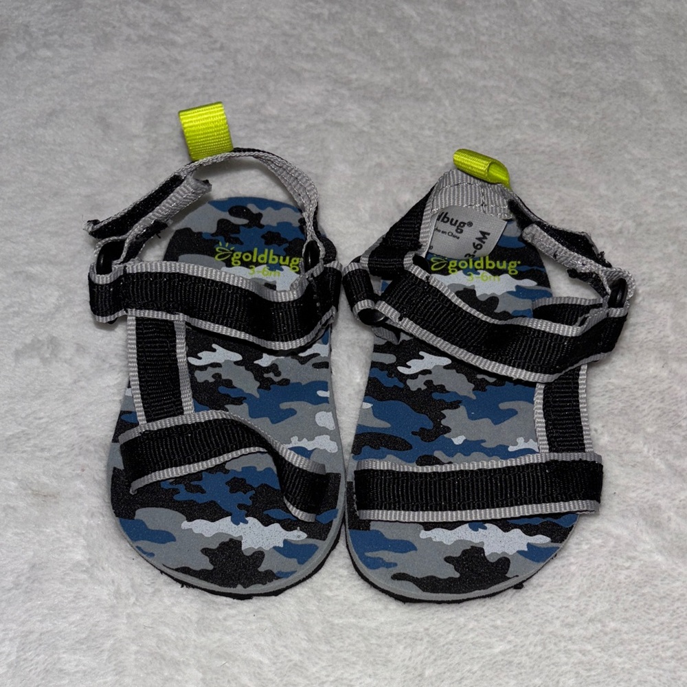 goldbug Kids Camouflage Sandals - Blue and Black